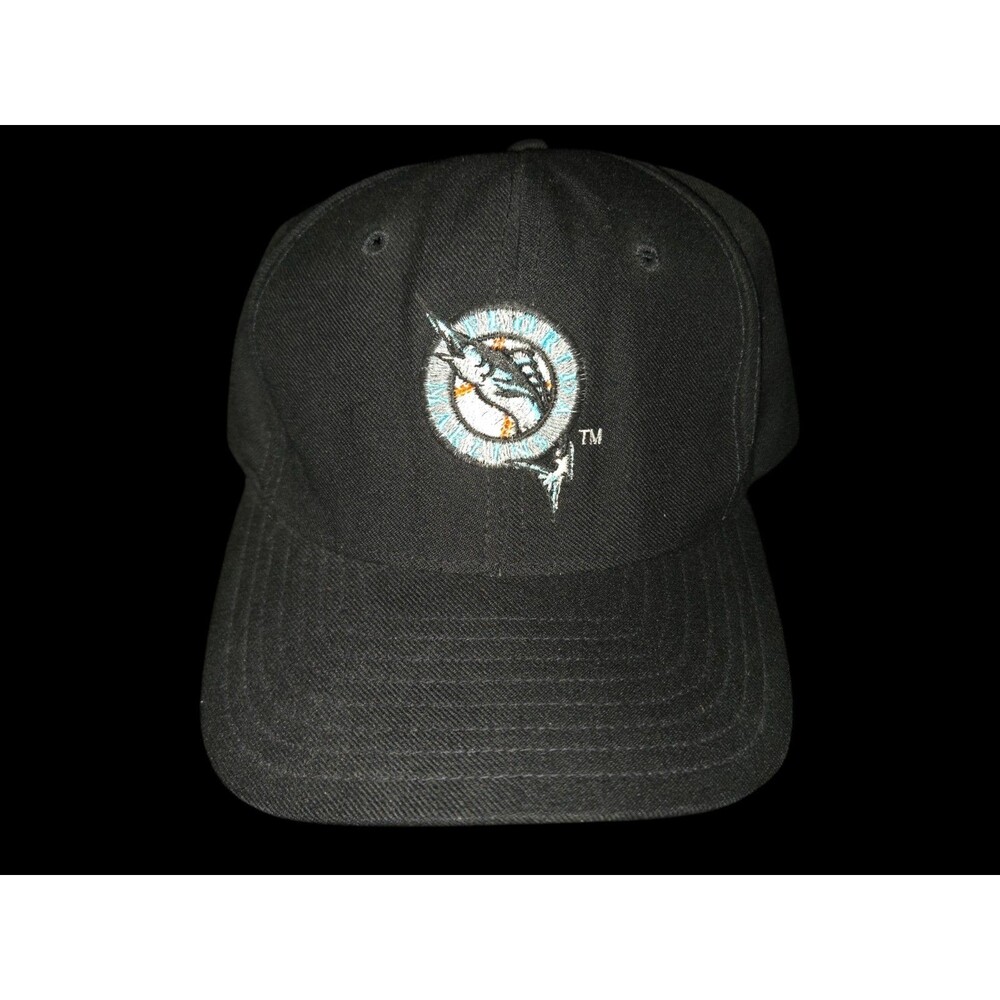 VTG Florida Marlins Snapback Hat MLB Baseball Black Plain Logo The G Cap OSFM